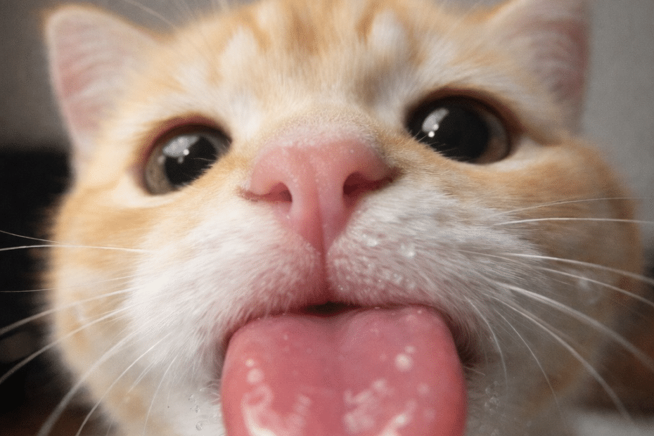 인스타그램 실행 시 검은 화면 오류를 표현한 고양이 캐릭터가 카메라 렌즈를 핥는 이미지