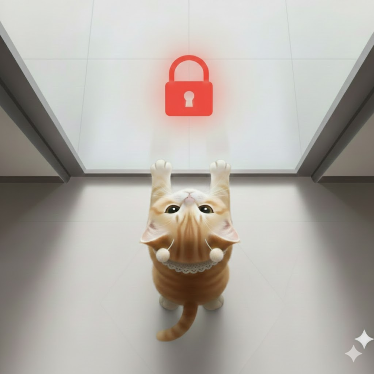 구글 드라이브에서 액세스 필요 오류가 발생한 상황을 표현한 외계고양이 스텔라 이미지