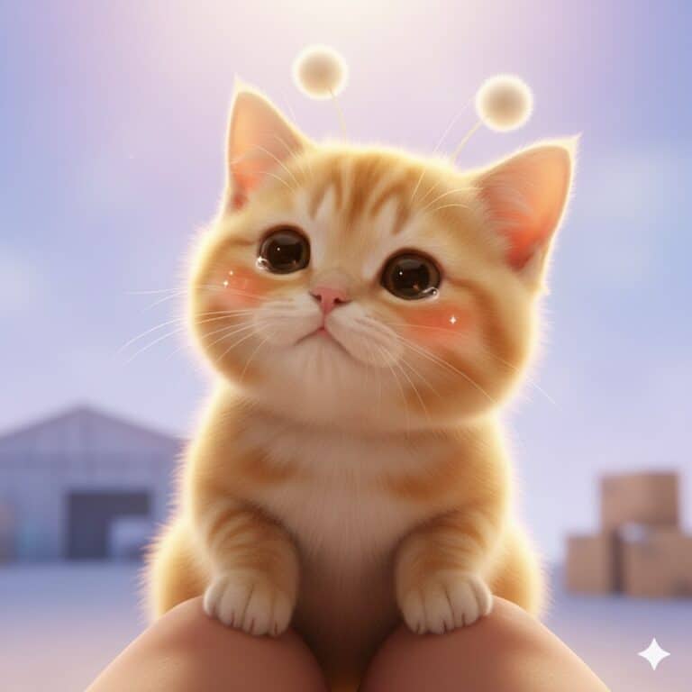 쿠팡 직구 배송을 기다리며 반짝이는 눈으로 올려다보는 외계 고양이 스텔라 썸네일