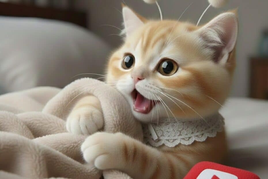 유튜브 로그인 실패 상황을 표현한 폼폼 안테나 고양이 썸네일