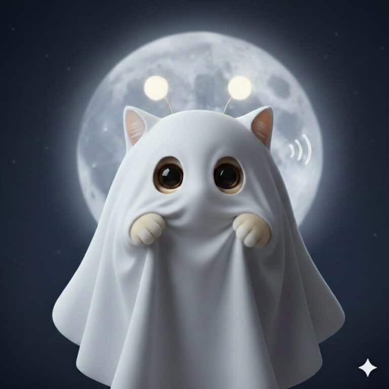 유튜브 숏츠 소리 겹침 현상을 표현한 달밤 유령 고양이 썸네일