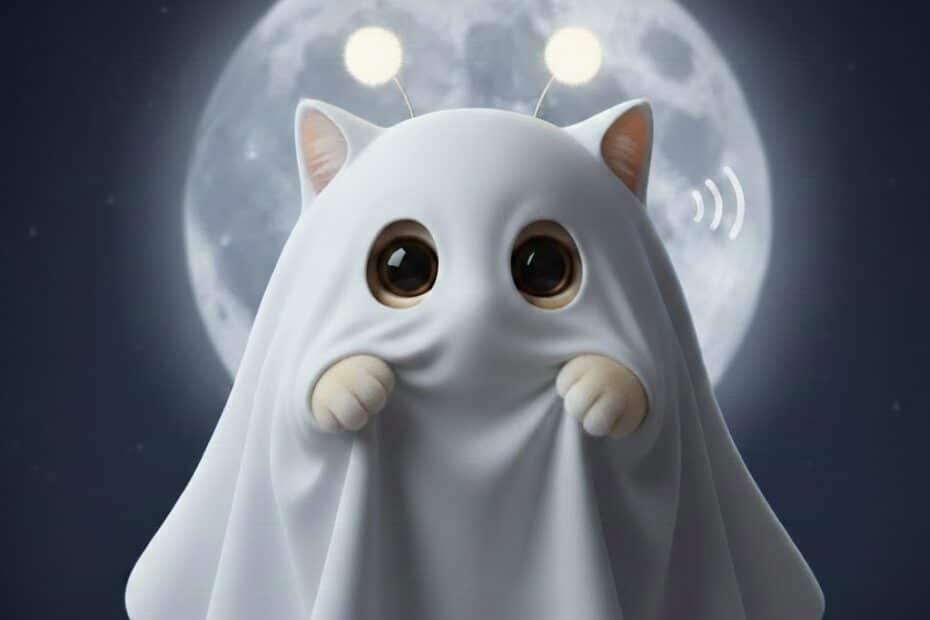 유튜브 숏츠 소리 겹침 현상을 표현한 달밤 유령 고양이 썸네일