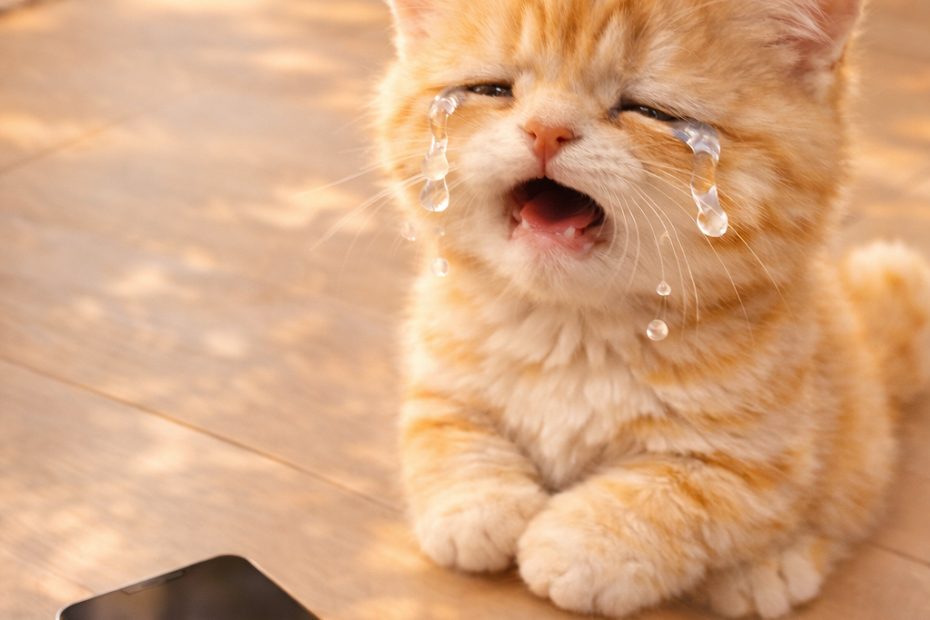 아이폰 오류로 울고 있는 스텔라캣