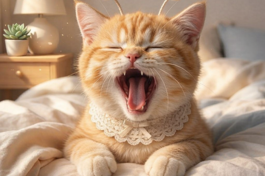 인터넷이 느려 지루해 하품하는 스텔라 고양이 이미지