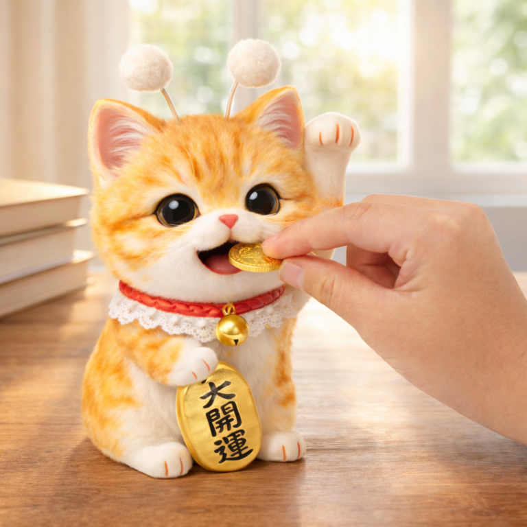 퇴직연금 저축을 상징하는 마네키네코 스텔라 고양이 저금통