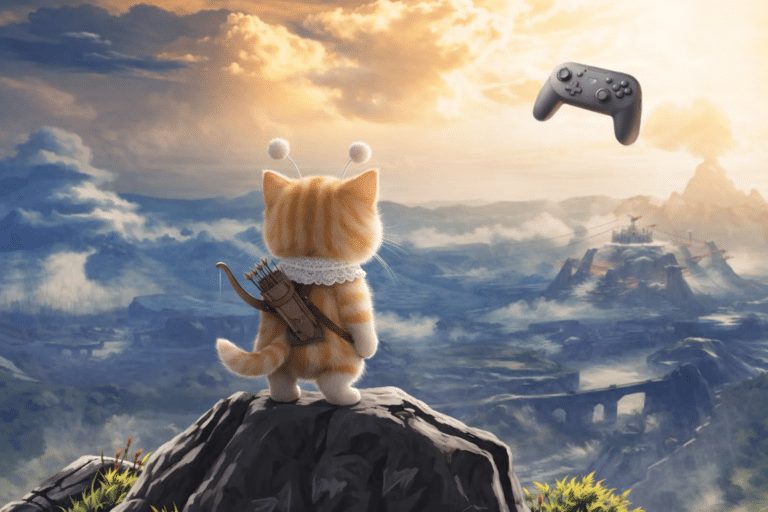 젤다에서 자이로 패드 체감 비교를 보여주는 스텔라 썸네일, 활 조준과 컨트롤러 이미지 포함