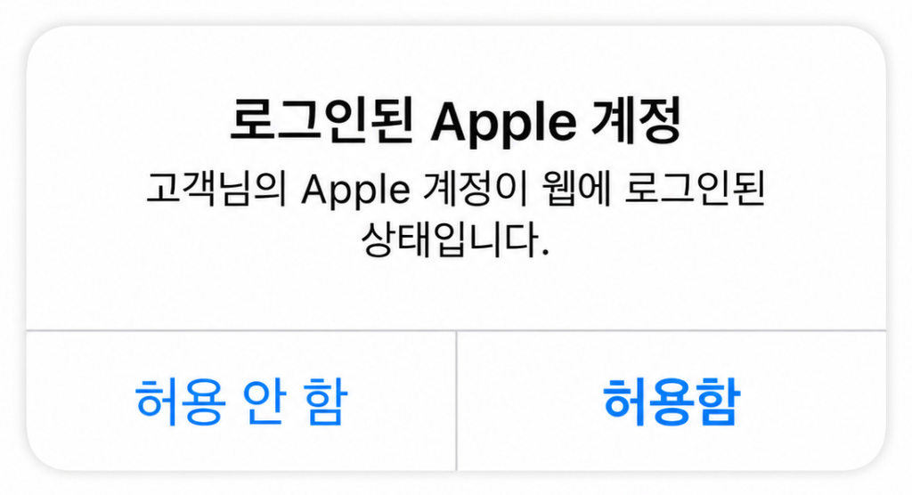 고객님의 APPLE ID가 기기에 로그인 된 상태입니다