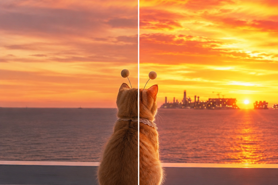 인스타 계정별 밝기 차이를 표현한 SDR과 HDR 노을 비교 이미지