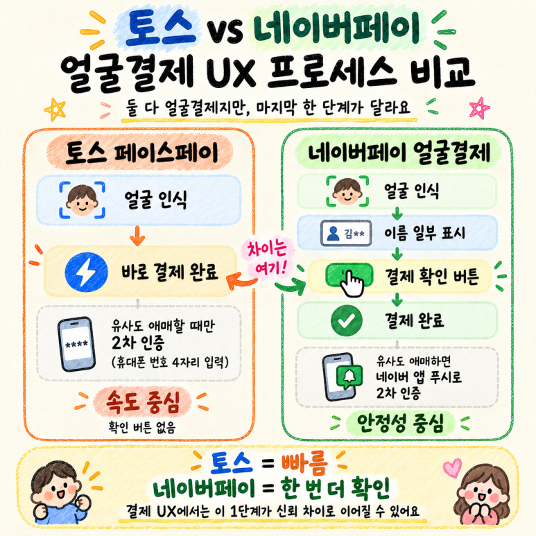 토스 페이스페이 2차 인증, 토스와 네이버 얼굴결제 비교